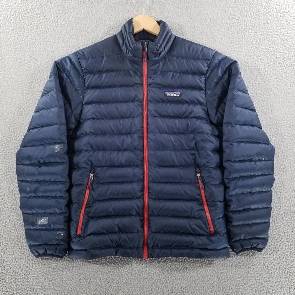 Patagonia Down Sweater Jacket Mens Small Blue Puffer Goose Down Outdoor Ripstop